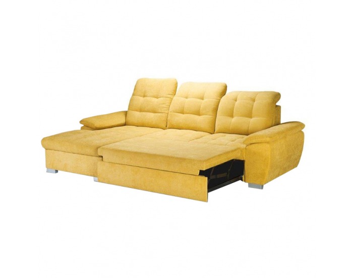 Rohová sedačka s rozkladom a úložným priestorom Evangelin L - horčicová
