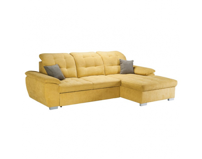 Rohová sedačka s rozkladom a úložným priestorom Evangelin P - horčicová