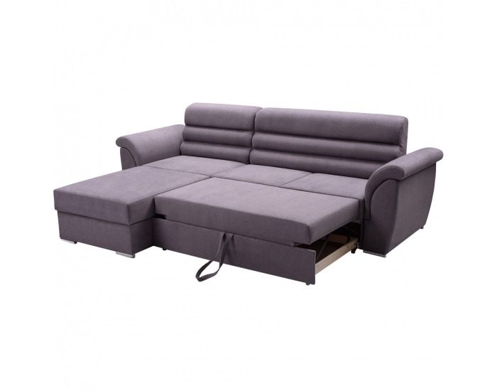 Rohová sedačka s rozkladom a úložným priestorom Fabo L - tmavosivá