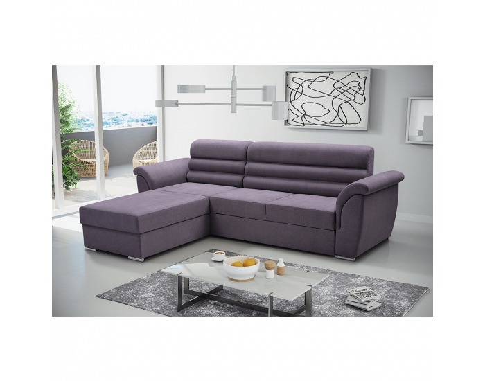 Rohová sedačka s rozkladom a úložným priestorom Fabo L - tmavosivá