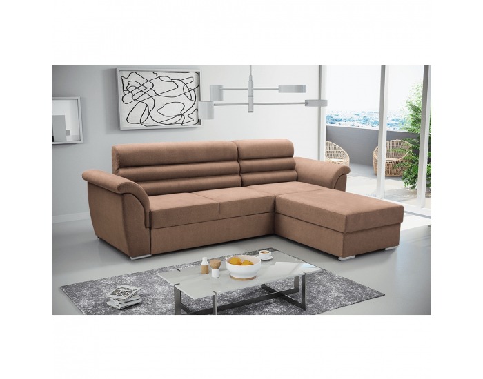 Rohová sedačka s rozkladom a úložným priestorom Fabo P - hnedá