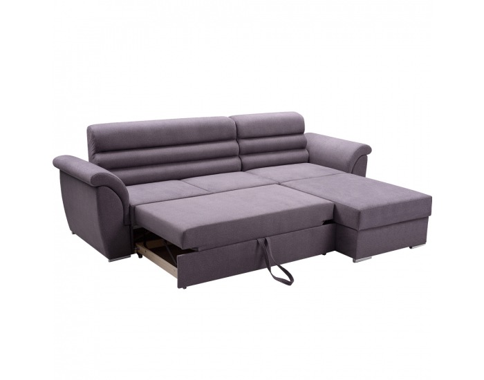 Rohová sedačka s rozkladom a úložným priestorom Fabo P - svetlosivá