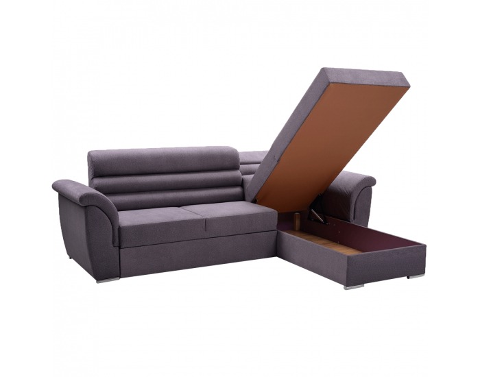 Rohová sedačka s rozkladom a úložným priestorom Fabo P - tmavosivá