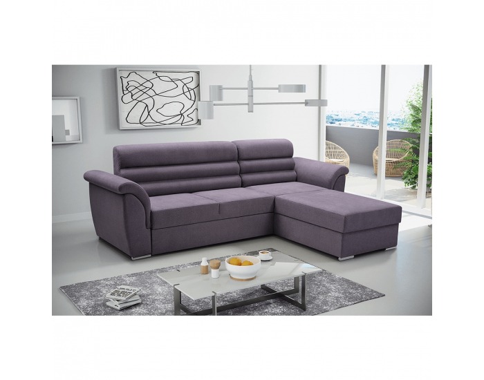 Rohová sedačka s rozkladom a úložným priestorom Fabo P - tmavosivá