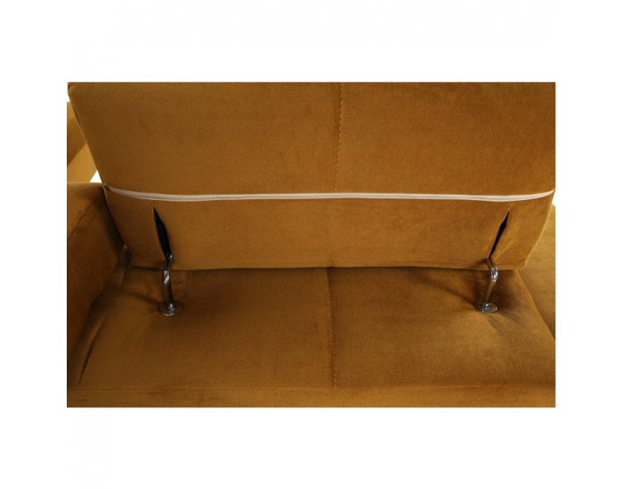 Rohová sedačka s rozkladom a úložným priestorom Ginio P - medová / petrolejová
