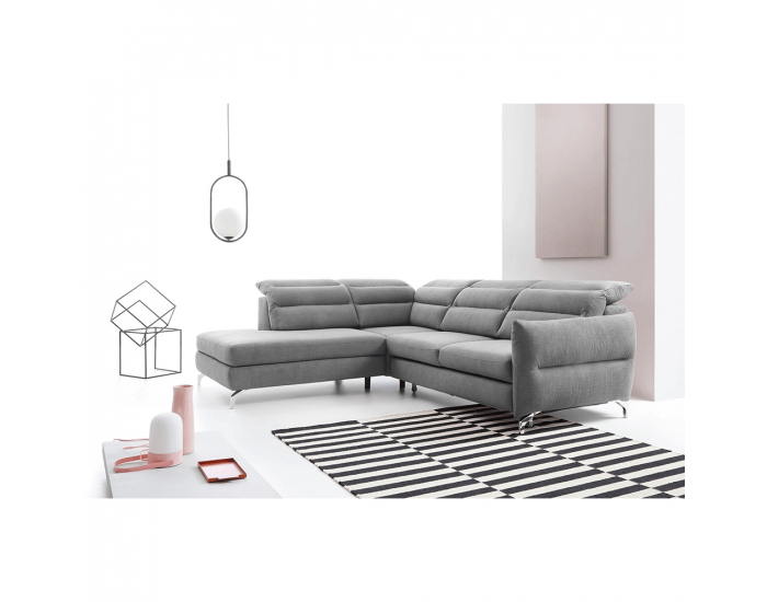 Rohová sedačka s rozkladom a úložným priestorom Greg L - sivá