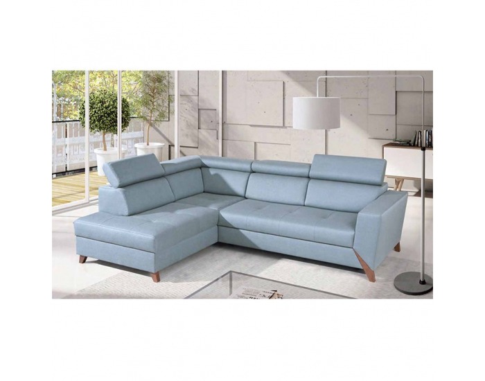 Rohová sedačka s rozkladom a úložným priestorom Konkord L - mentolová / orech