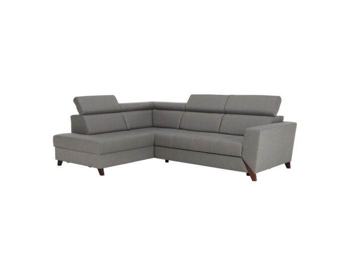 Rohová sedačka s rozkladom a úložným priestorom Konkord L - svetlohnedá / orech