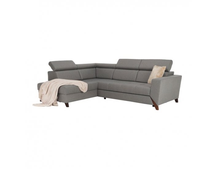 Rohová sedačka s rozkladom a úložným priestorom Konkord L - svetlohnedá / orech