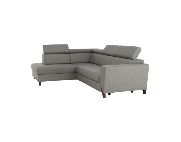 Rohová sedačka s rozkladom a úložným priestorom Konkord L - svetlohnedá / orech