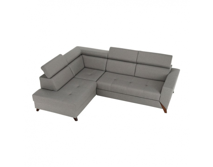 Rohová sedačka s rozkladom a úložným priestorom Konkord L - svetlohnedá / orech