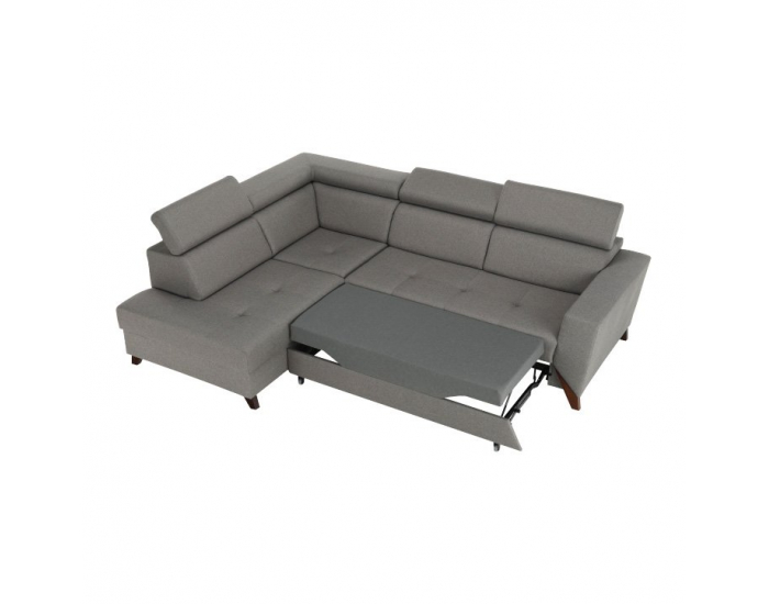 Rohová sedačka s rozkladom a úložným priestorom Konkord L - svetlohnedá / orech