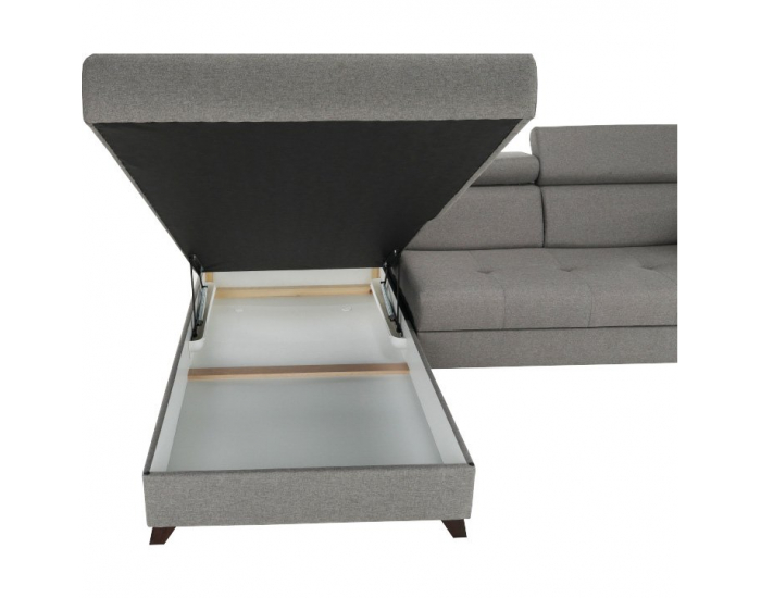 Rohová sedačka s rozkladom a úložným priestorom Konkord L - svetlohnedá / orech