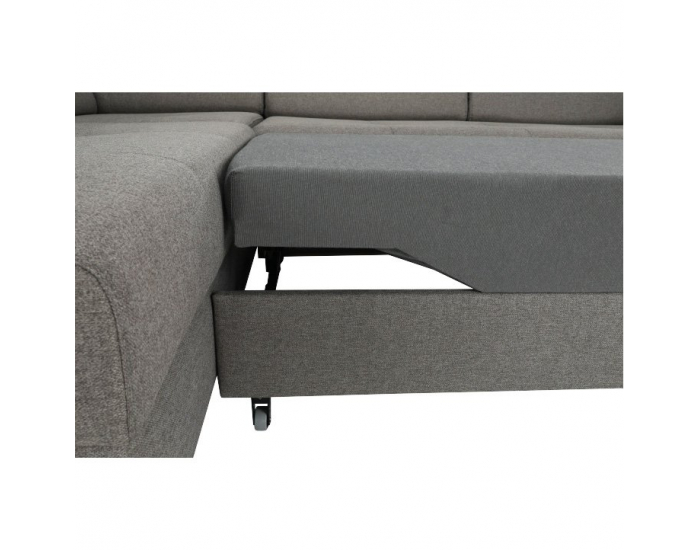 Rohová sedačka s rozkladom a úložným priestorom Konkord L - svetlohnedá / orech