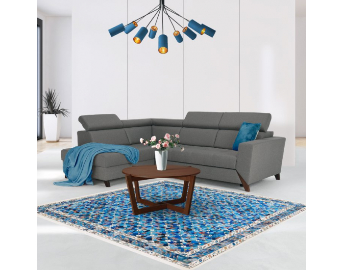 Rohová sedačka s rozkladom a úložným priestorom Konkord L - svetlohnedá / orech