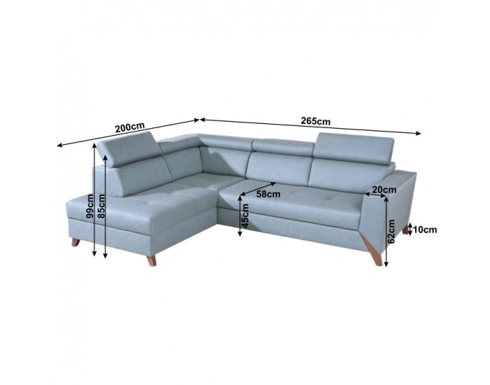 Rohová sedačka s rozkladom a úložným priestorom Konkord L - mentolová / orech