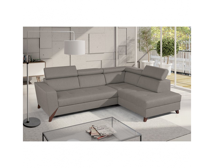 Rohová sedačka s rozkladom a úložným priestorom Konkord P - svetlohnedá / orech