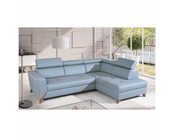 Rohová sedačka s rozkladom a úložným priestorom Konkord P - mentolová / orech