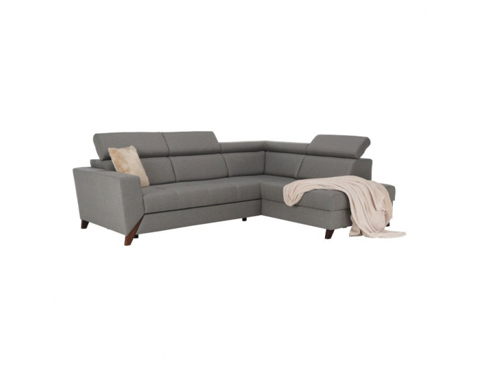 Rohová sedačka s rozkladom a úložným priestorom Konkord P - svetlohnedá / orech