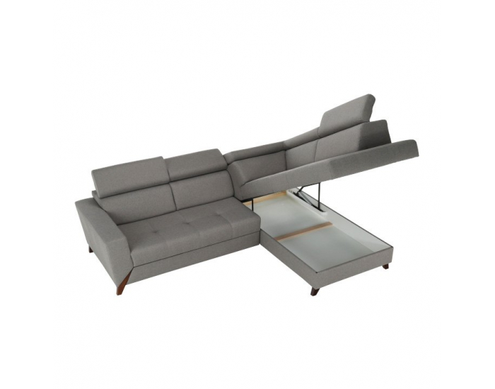 Rohová sedačka s rozkladom a úložným priestorom Konkord P - svetlohnedá / orech