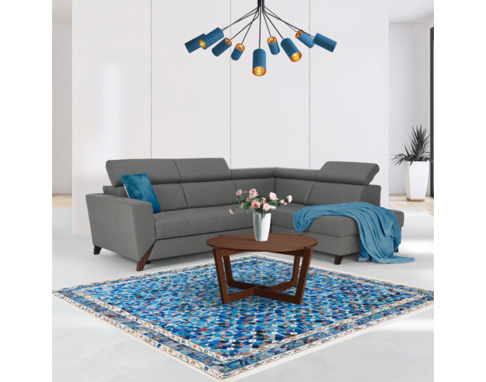 Rohová sedačka s rozkladom a úložným priestorom Konkord P - svetlohnedá / orech