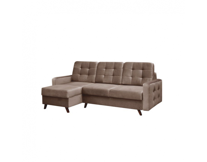 Rohová sedačka s rozkladom a úložným priestorom Medlin L/P - hnedá / wenge