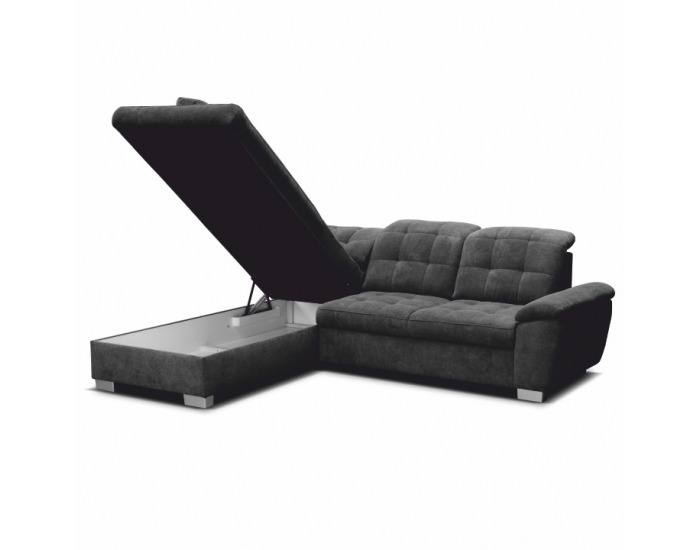 Rohová sedačka s rozkladom a úložným priestorom Melek L - tmavosivá