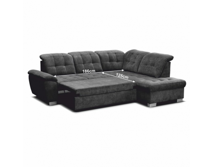 Rohová sedačka s rozkladom a úložným priestorom Melek P - tmavosivá