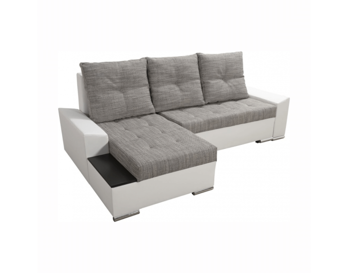 Rohová sedačka s rozkladom a úložným priestorom Nemo 2 New L - biela / sivohnedá