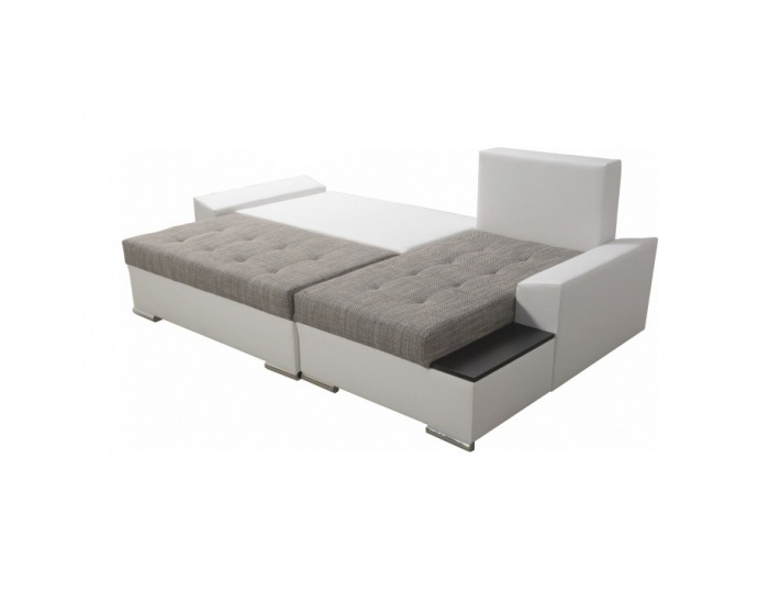 Rohová sedačka s rozkladom a úložným priestorom Nemo 2 New P - biela / sivohnedá