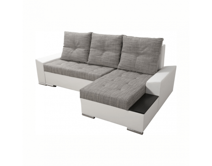 Rohová sedačka s rozkladom a úložným priestorom Nemo 2 New P - biela / sivohnedá