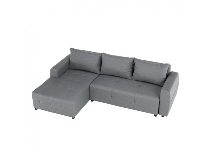 Rohová sedačka s rozkladom a úložným priestorom Nikos L - sivá