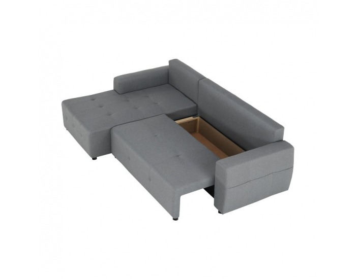 Rohová sedačka s rozkladom a úložným priestorom Nikos L - sivá