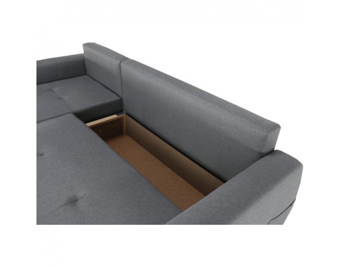 Rohová sedačka s rozkladom a úložným priestorom Nikos L - sivá