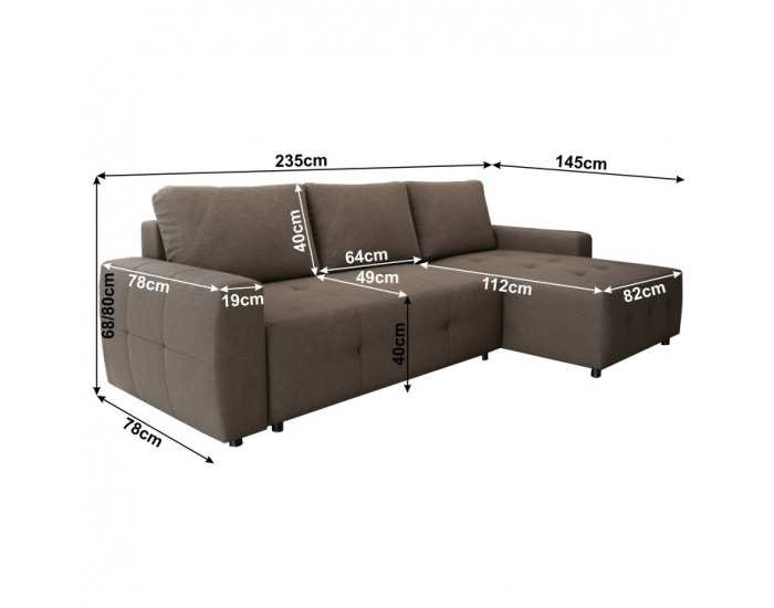 Rohová sedačka s rozkladom a úložným priestorom Nikos P - sivohnedá