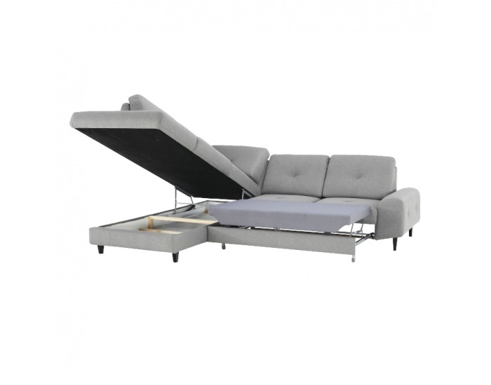 Rohová sedačka s rozkladom a úložným priestorom Praga L - sivá