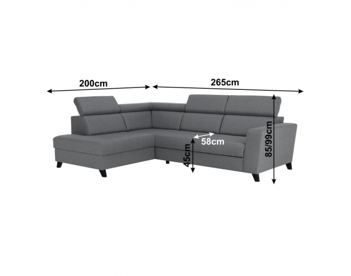 Rohová sedačka s rozkladom a úložným priestorom Sadah L - sivá / čierna