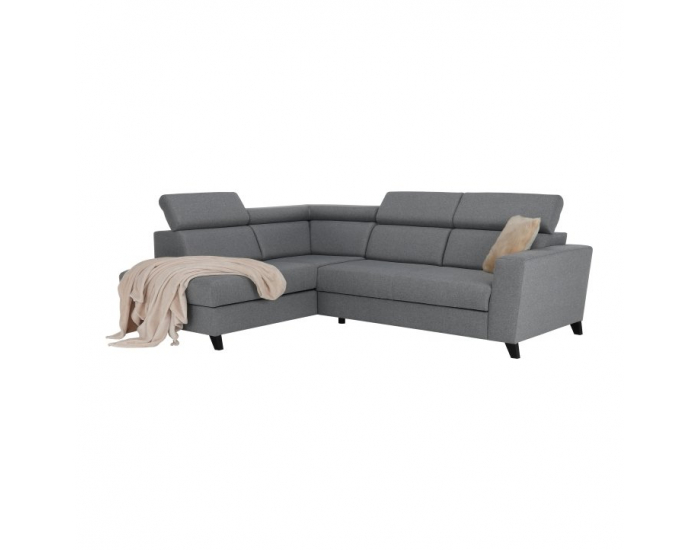 Rohová sedačka s rozkladom a úložným priestorom Sadah L - sivá / čierna