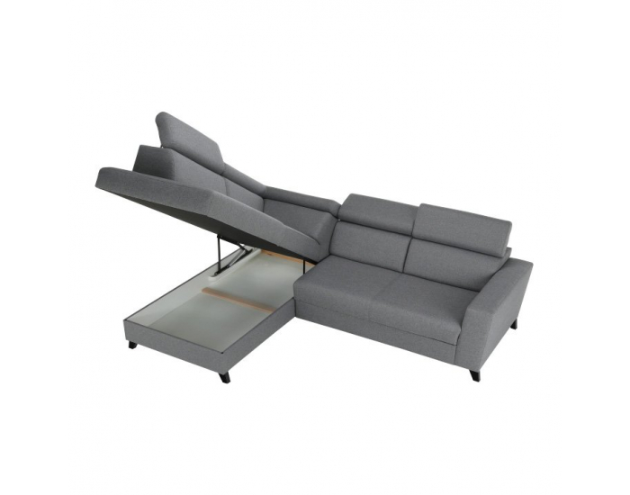 Rohová sedačka s rozkladom a úložným priestorom Sadah L - sivá / čierna