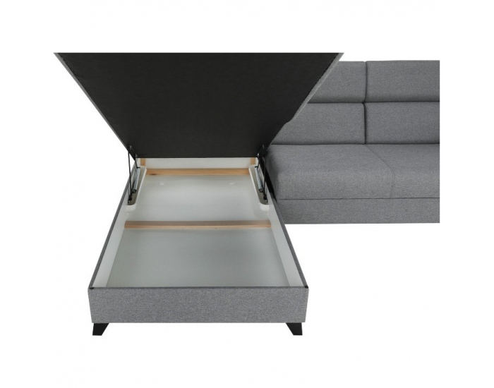 Rohová sedačka s rozkladom a úložným priestorom Sadah L - sivá / čierna