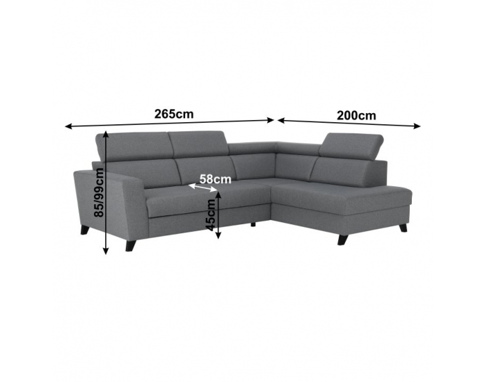 Rohová sedačka s rozkladom a úložným priestorom Sadah P - sivá / čierna