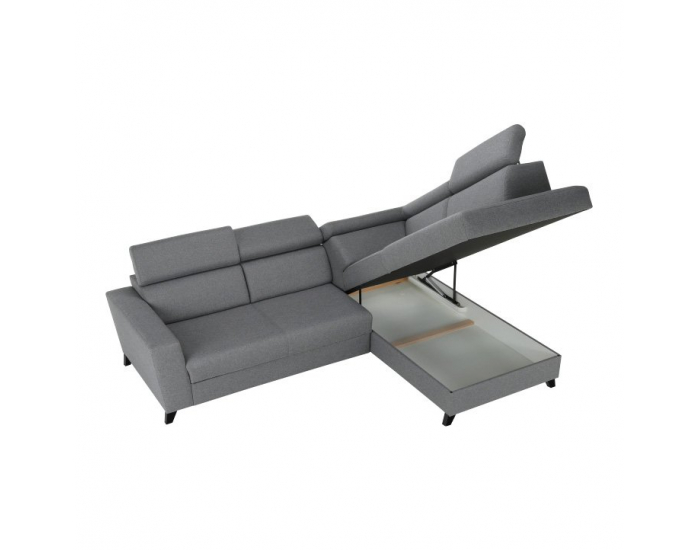 Rohová sedačka s rozkladom a úložným priestorom Sadah P - sivá / čierna