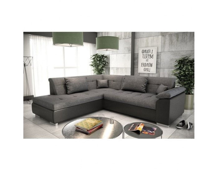 Rohová sedačka s rozkladom Lemon L - čierna / svetlosivá