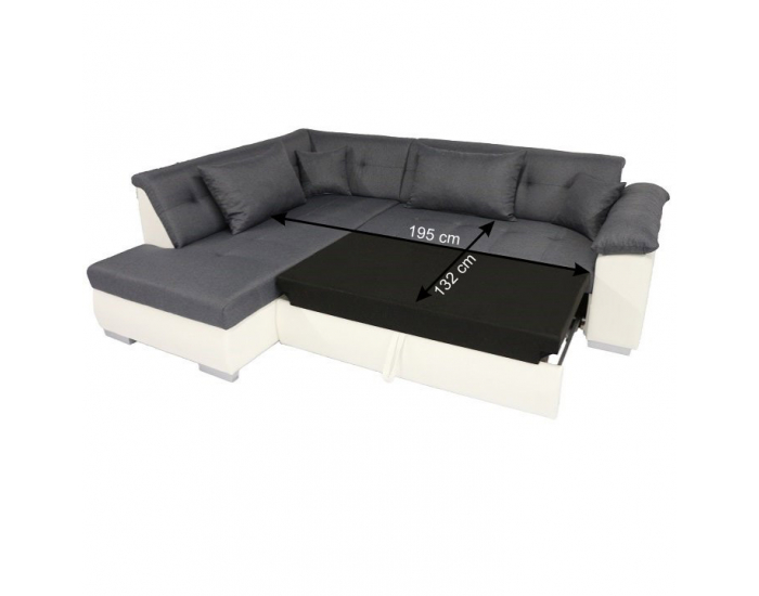 Rohová sedačka s rozkladom Lemon L - čierna / svetlosivá