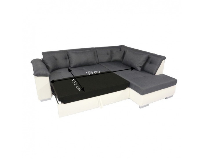 Rohová sedačka s rozkladom Lemon P - biela / svetlosivá