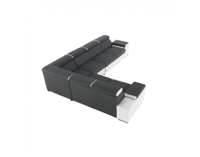 Rohová sedačka s rozkladom Marbela Lux 2+3 P - sivá / biela