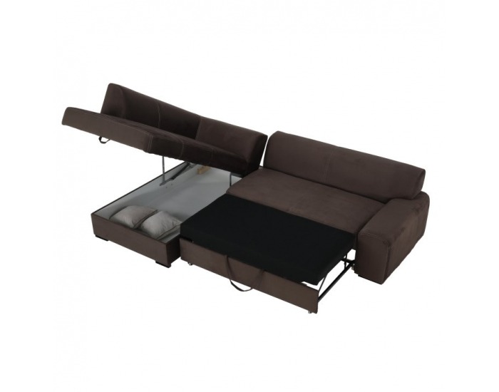 Rohová sedačka s rozkladom Minerva New L - hnedá