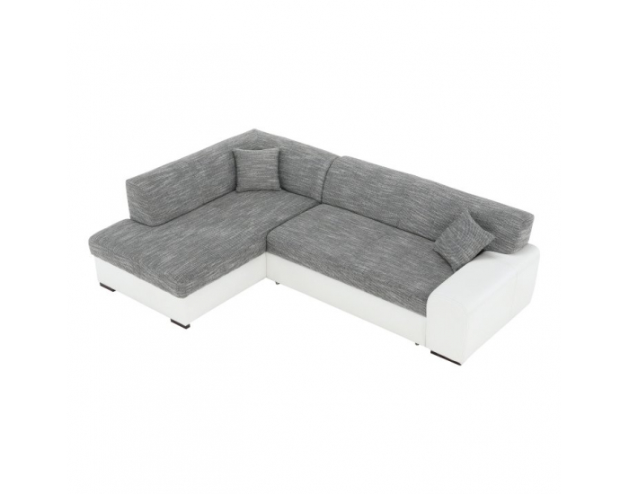Rohová sedačka s rozkladom Minerva New L - biela / sivá melírovaná
