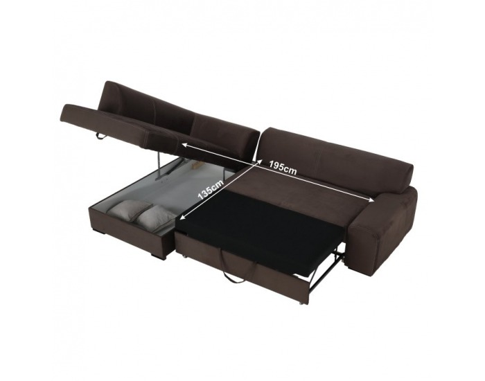 Rohová sedačka s rozkladom Minerva New L - hnedá