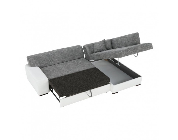 Rohová sedačka s rozkladom Minerva New P - biela / sivá melírovaná